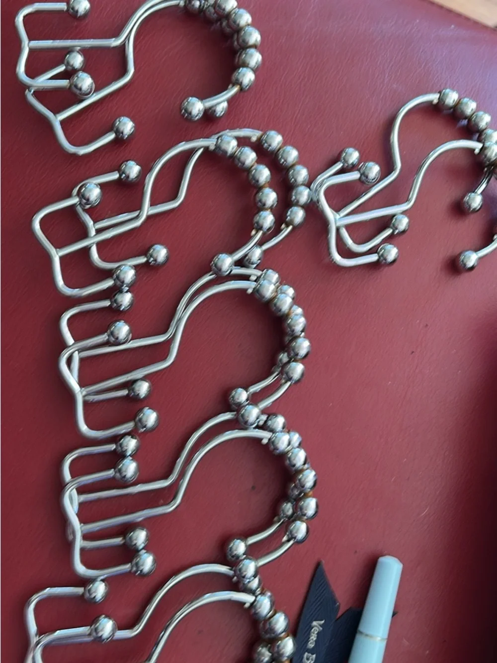 Pottery Barn Silver Shower Curtain Hooks with Beaded Accents